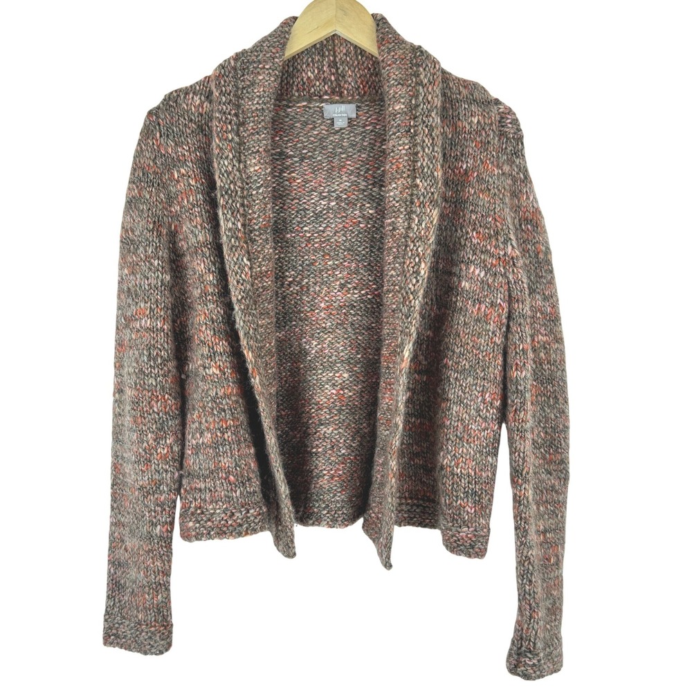 J Jill Italian Yarn Chunky Knit Cardigan‎ Sweater Wool Alpaca Multi Color Size M